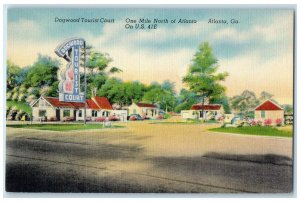 c1940 Dogwood Tourist Court Exterior Roadside Atlanta Georgia Signage Postcard