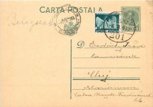 Bucuresti via Cluj 1939 Romania correspondence Carol II royalty stationery card