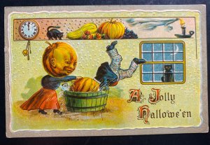 1910 Lowell Ma Usa Picture Postcard Cover To Lancaster MA Halloween Pumpkins