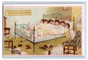 1880s Victorian Trade Cards Six Children At Bedtime Comical Set Of 4 F107