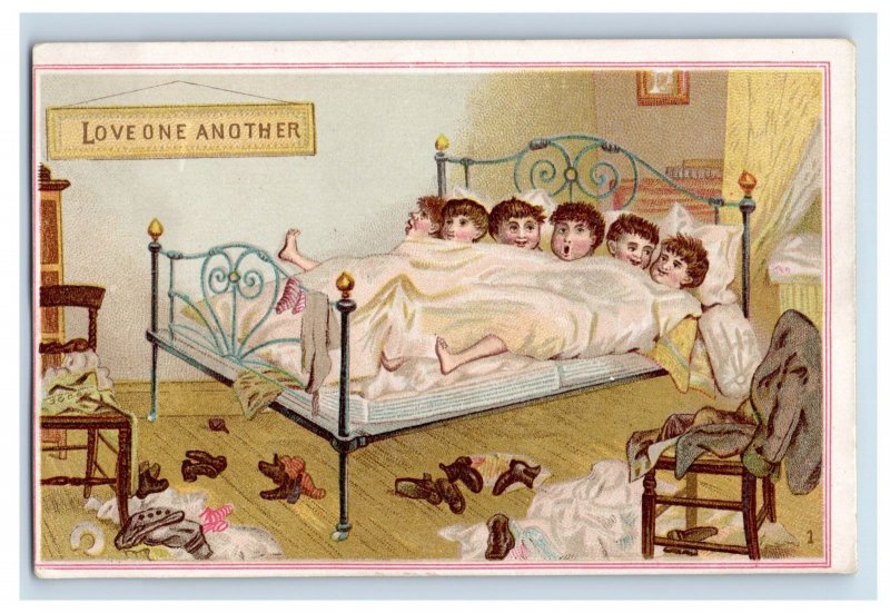 1880s Victorian Trade Cards Six Children At Bedtime Comical Set Of 4 F107