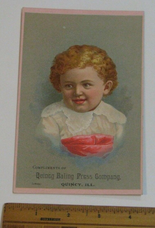 Victorian TRADE CARD Quincy Baling Press Farm Machinery Agricultural Hay Baler