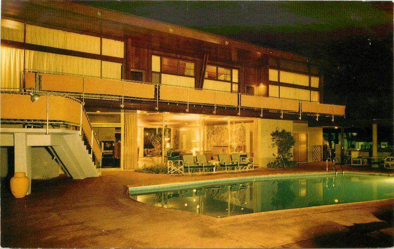 Pepper Tree Inn 1950s Night Swimming Pool Palm Springs California Crocker 7360