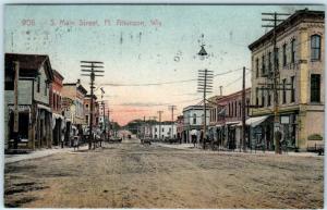 FT. ATKINSON, Wisconsin  WI   South MAIN STREET Scene  1911  Postcard