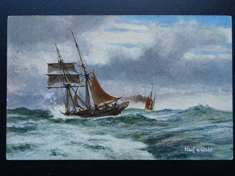 Sailing Ship HALF A GALE A Life on the Ocean Wave c1907 Postcard S. Hildesheimer