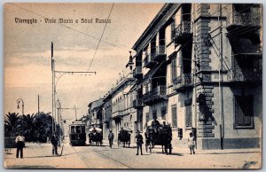 Vtg Viareggio Italy Viale Manin e Hotel Russia 1920s View Postcard