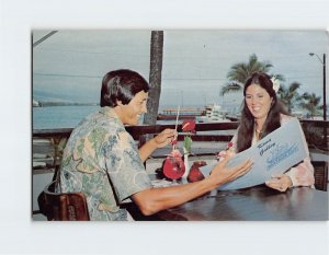 Postcard Diner's view of Kailua Bay, Kona Gallery Restaurant, Kailua-Kona, H. I.