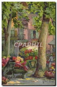 Old Postcard Menton Le Marche Aux Fleurs