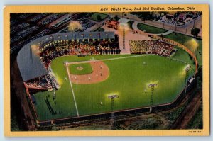 1940 Columbus Ohio Vintage Postcard Night View Red Bird Stadium Baseball Field