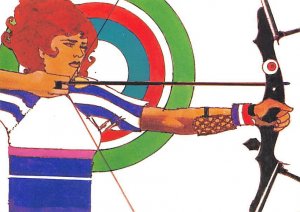 Artwork By Robert Peak, Used For Design Of Women Archery Stamp  