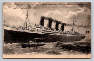 Le Havre RMS France Ocean Liner French Line Vintage Postcard 1912 Ship Specs