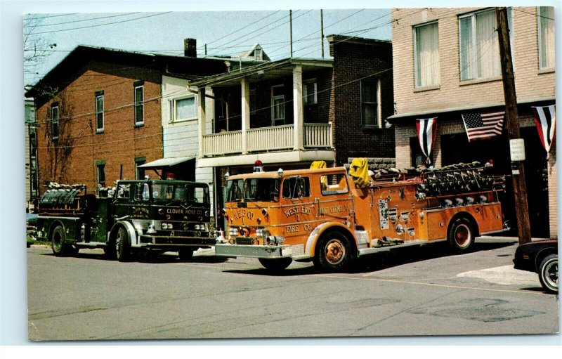 Mount Carmel PA Fire Department Station West End Fire Co Truck Postcard E26 United States