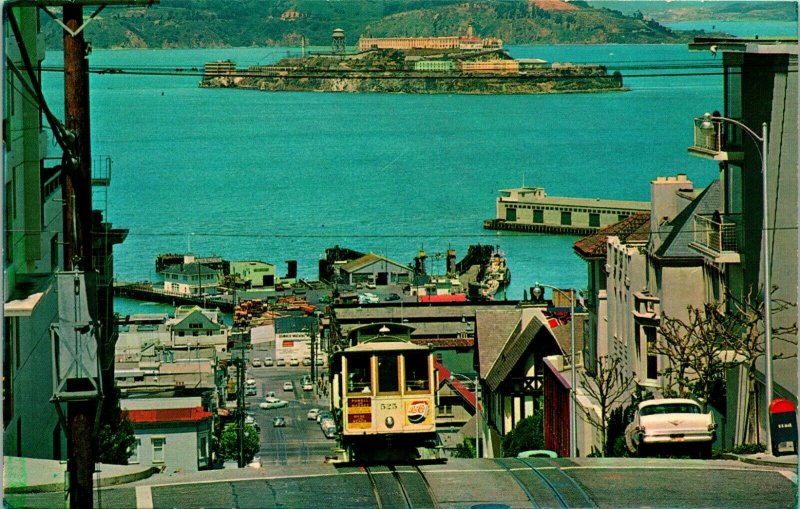 1950s Postale California Ca San Francisco Câble Voiture Sur Hyde Street Hill Unp