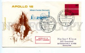 494744 GERMANY 1972 Apollo 16 Berlin Airport special cancellation SPACE COVER