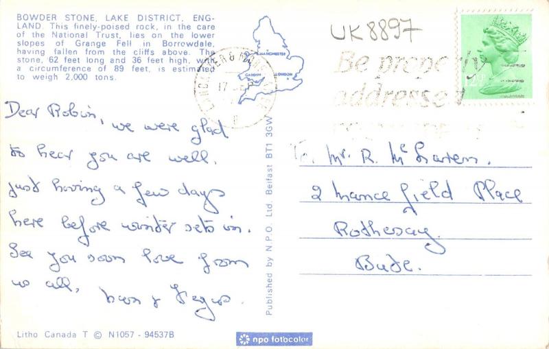 uk8897 bowder stone lake district  uk