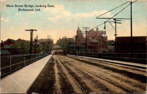 Postcard Main Street Bridge Looking East in Richmond, Indiana