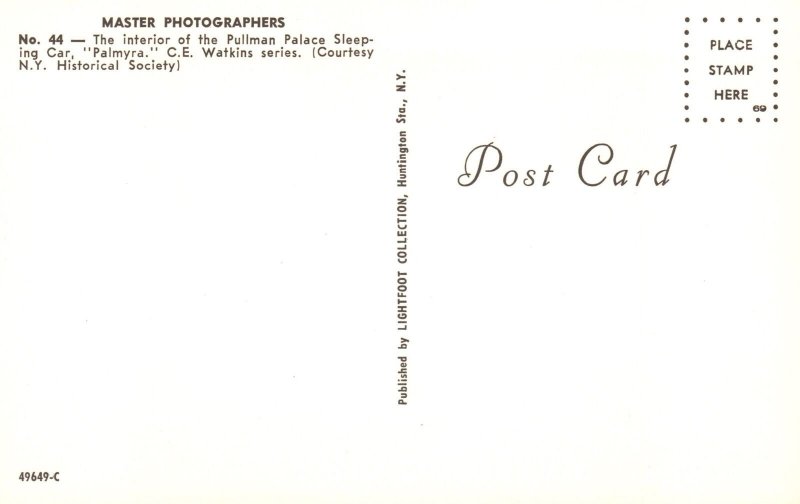 Vintage Postcard Master Photographers Interior Pullman Palace Car CE Watkins NY 