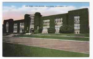 San Diego High School San Diego California 1940s linen postcard