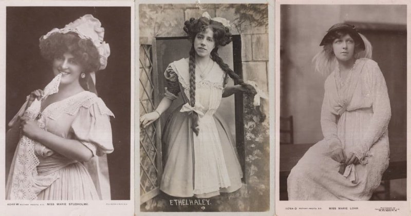 Marie Lohr Edwardian Actress Rotary RPC & Marie Studholme 3x Postcard