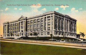 c.'11, North East H. S., Van Brunt Blvd,Smart St,  Kansas City MO, Old Postcard