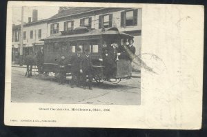 MIDDLETOWN OHIO HORSE DRAWN STREET CAR TROLLEY VINTAGE POSTCARD 1906