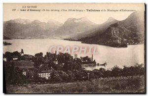 Old Postcard Lac d & # 39Annecy Talloires and mountain d & # 39Entrevernes