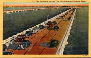 Texas Galveston New Causeway Showing Four Lane Highway 1951 Curteich