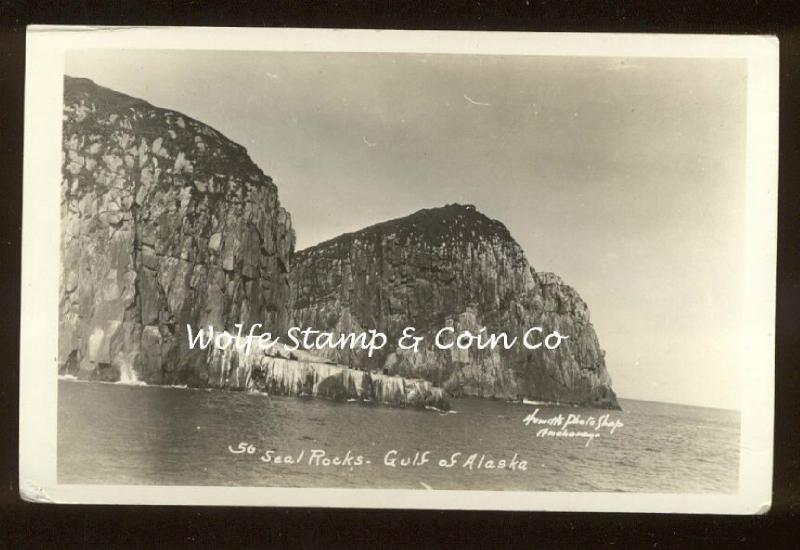 RPPC Seal Rocks Gulf of Alaska AK Real Photo A6677