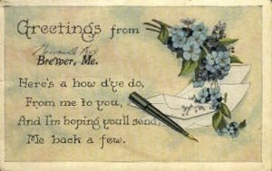 Greetings From - Brewer, Maine ME Postcard