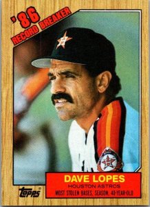 1987 Topps Baseball Card '86 Record Breaker Dave Lopes Houston Astros s3138