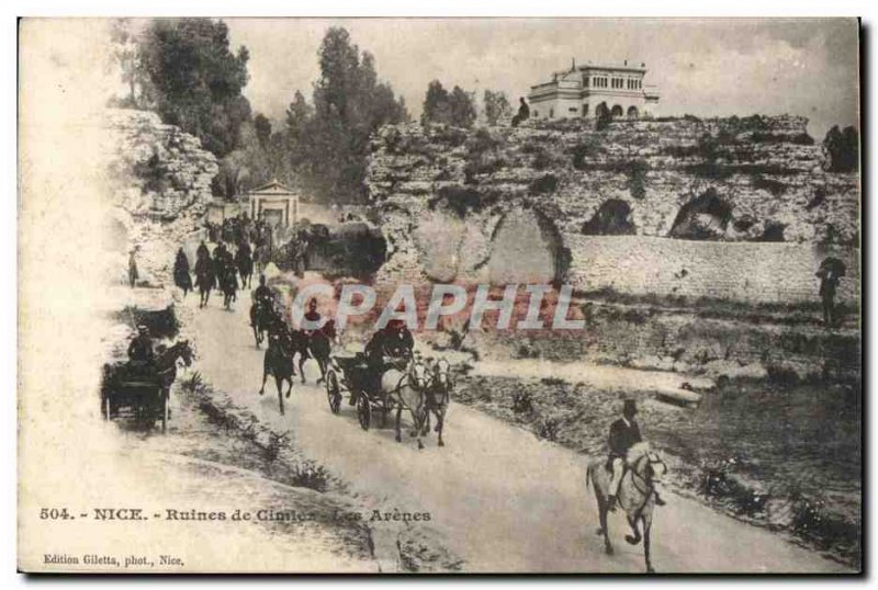 Old Postcard Nice Comiez Ruins The Caleche horse riding arenas