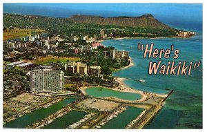 Aerial View of Waikiki from the Honolulu Yacht Harbor Hawaii Postcard