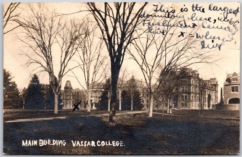 1913 Main Building Vassar College Arlington NY Real Photo RPPC Posted Postcard