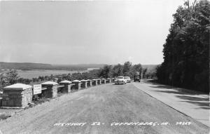 Guttenberg Iowa~Highway 52~Classic Cars~Mississippi River~1950s RPPC