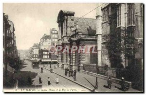 Old Postcard The Havre Notre Dame and Rue de Paris