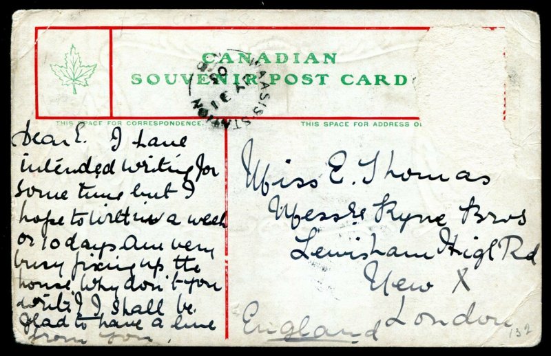 dc256 - ST. JOHN NB Postcard 1905 Market Slip.Patriotic Flags Beaver