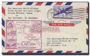 Letter USA 1st flight Corpus Christi Texas San Salvador El Salvador 16 Decemb...