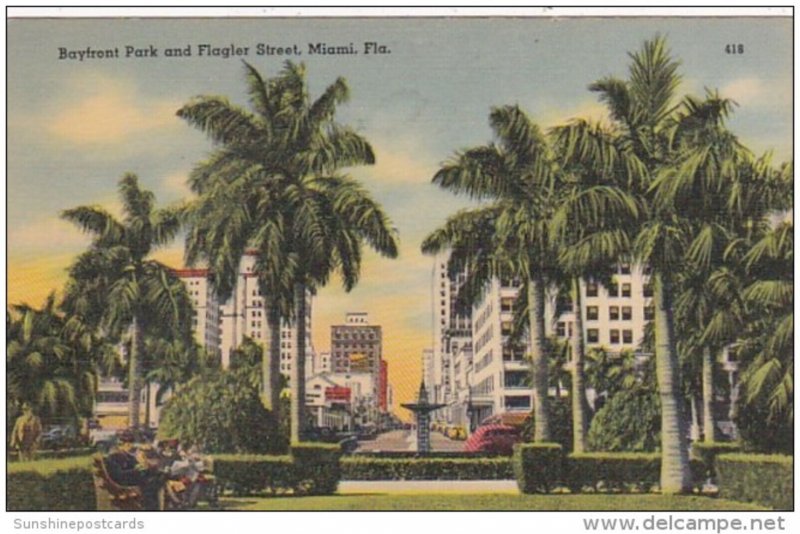 Florida Miami Bayfront Park and Flagler Street