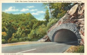 Vintage Postcard Lower Tunnel Chimney Tops Great Smoky Mountains National Park