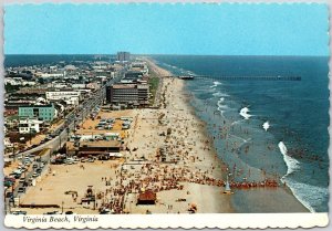 Greetings From Virginia Beach Virginia VA Crowd Beach Bathing Postcard