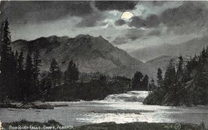 BOW RIVER FALLS BANFF ALBERTA CANADA MOONLIGHT VIEW POSTCARD 1907