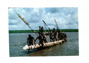 HANDCRAFTED CONTINENTAL SIZE POSTCARD AMAT CANOE NEW GUINEA