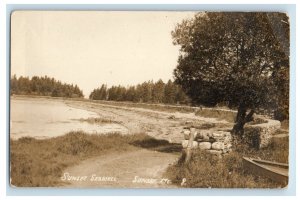 1913 Sunset Seawall Sunset Deer Isle Maine ME RPPC Photo Antique Postcard