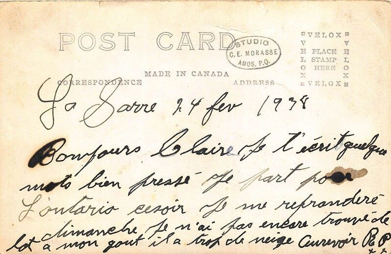 La Sarre Quebec Dirt Street Storefront Old Cars Truck in 1938 Real