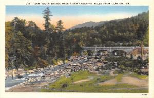 Clayton Georgia~Saw Tooth Bridge Over Tiger Creek~1940s Postcard