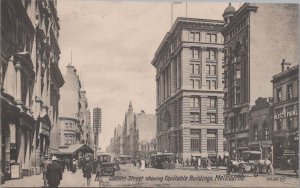 Postcard Collins Street Showing Equitable Buildings Melbourne Australia