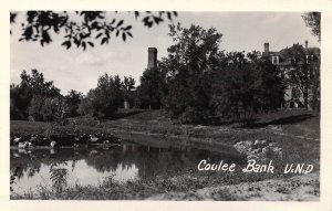 RPPC, Real Photo, Coulee Bank, Univ North Dakota, Grand Forks, N.D. Old Postcard