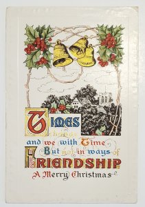 Christmas Bells And Friendship Poem Davidson Family Long Pine NE Postcard A36