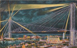 Bridge Night Lights Chicago Illinois 1933 Exposition Postcard 20-11492