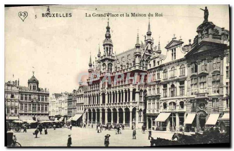 VINTAGE POSTCARD Bruxelles the Large one Places and the House of the King